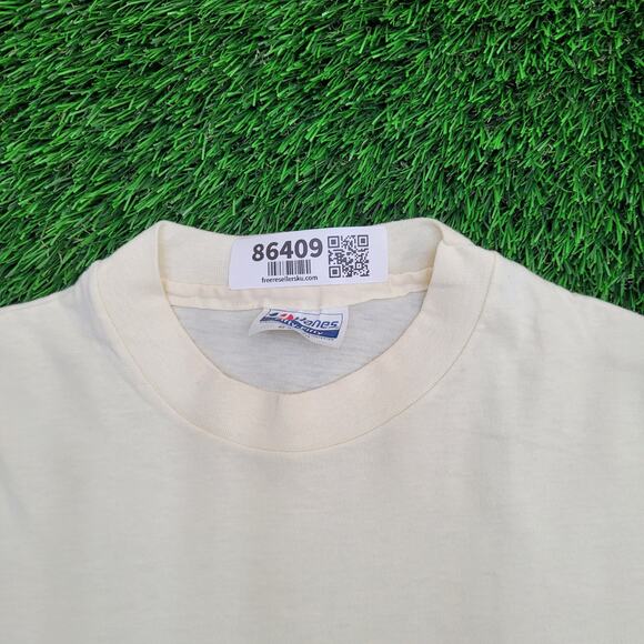 Vintage 80s Hanes Shirt Womens S/M 18x26 Ivory Logo USA - Picture 8 of 13